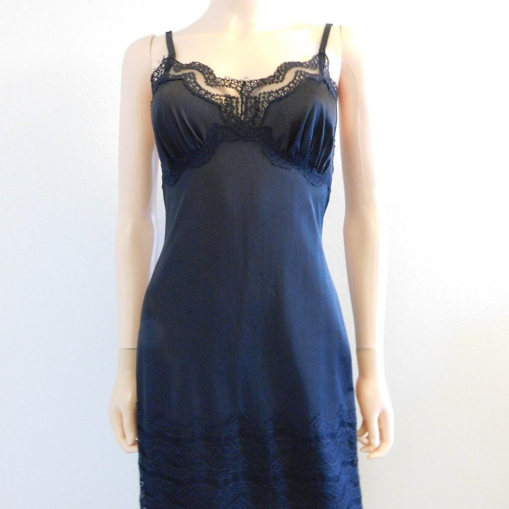 Vintage Luxite Kayser Black Full Slip Sz 32 Nylon